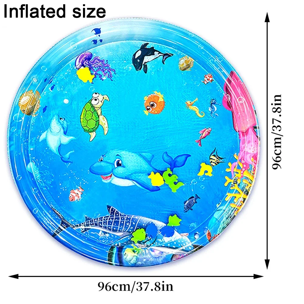 96cm/37.8인치 원형 돌고래 모양 PVC 에어매트 물놀이 매트 용 패드 어린이 조기 교육 활동 놀이 매트 (1개)