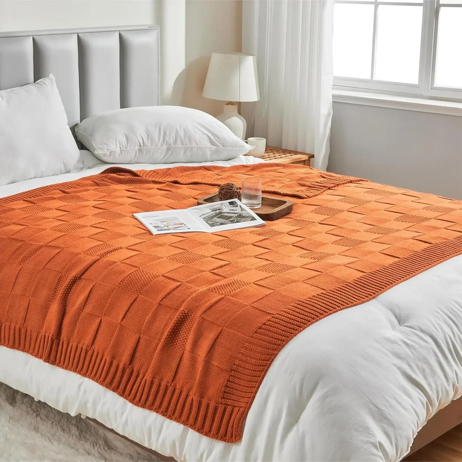 Knitted Blanket Bohemian Waffle Sofa Knitted Blanket Cover Plane Office Nap Camping Leisure Soft Blanket Shawl Small Bed Cover