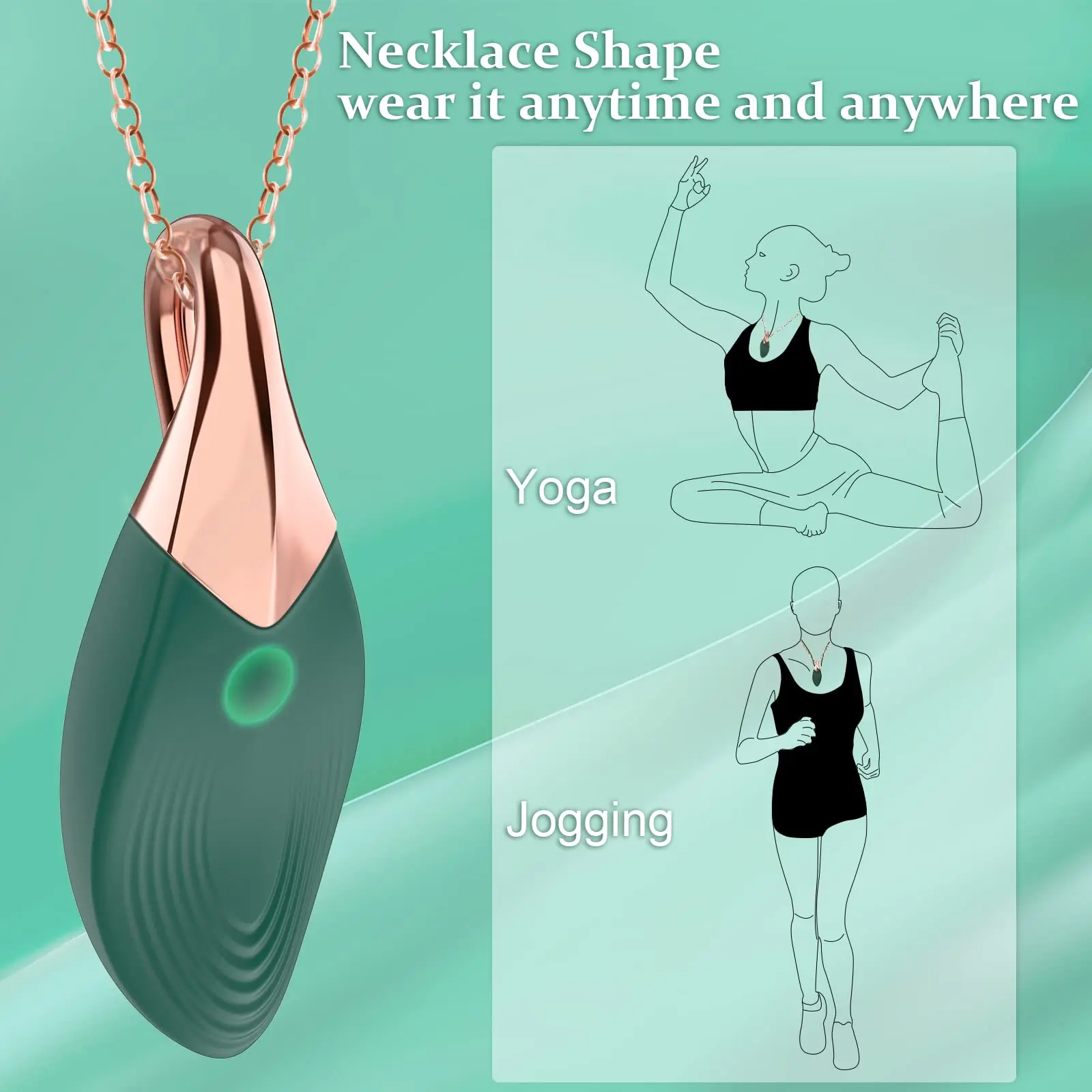 Bullet Vibrator Necklace Shape Suitable for Clitoral Nipple Stimulator, Mini G-Spot Vibrator Silicone Massager, with 10 Vibrati
