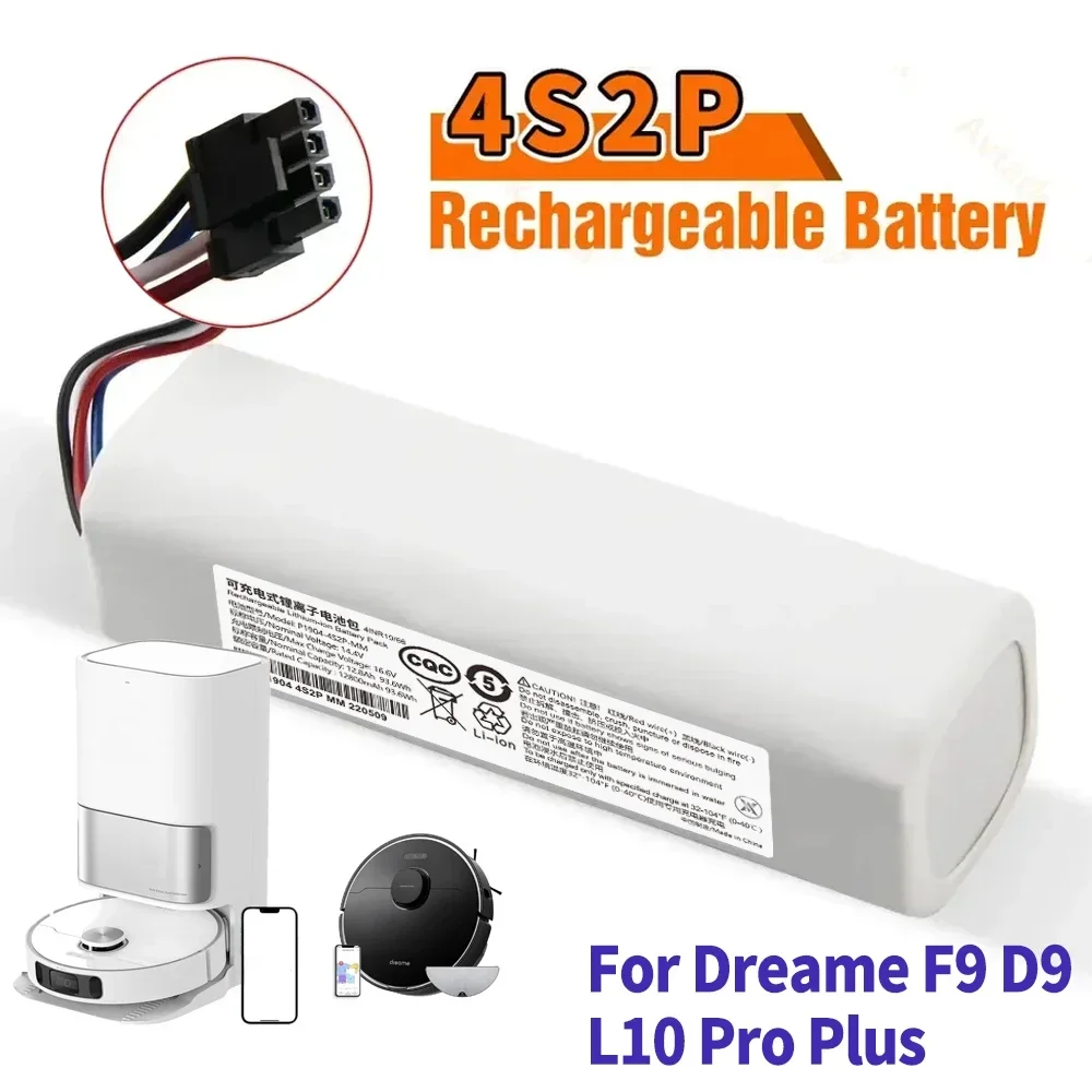 

Original 14.4V 12800mAh Robotic Vacuum Cleaner Replacement Battery For Dreame F9 D9 L10 Pro Plus RLS3 RLS5 RLS5L RLS5D Part
