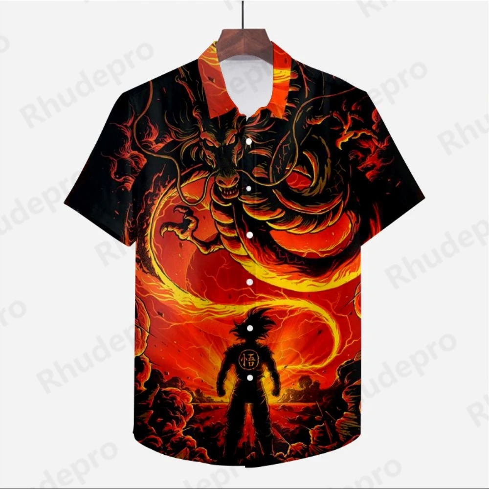 

Dragon Ball Z Shirts for Men Cool Men's Shirt Male Clothes Beach Style Social Anime Original 2024 Blouse Cute Vegeta Summer Y2k