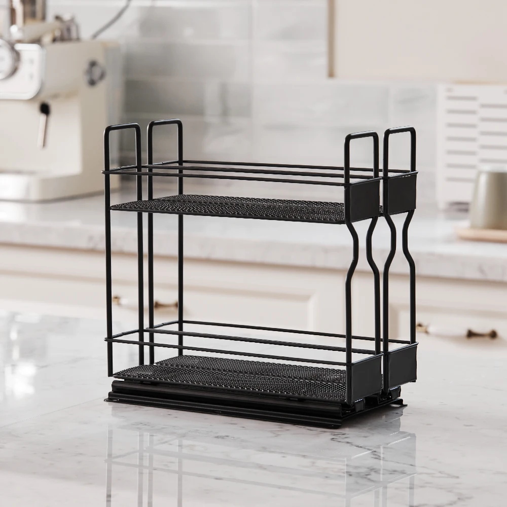 Voltsify Slide-Out Metal Spice Rack for Cabinet Multifunctional Seasoning Bottle Storage Rack