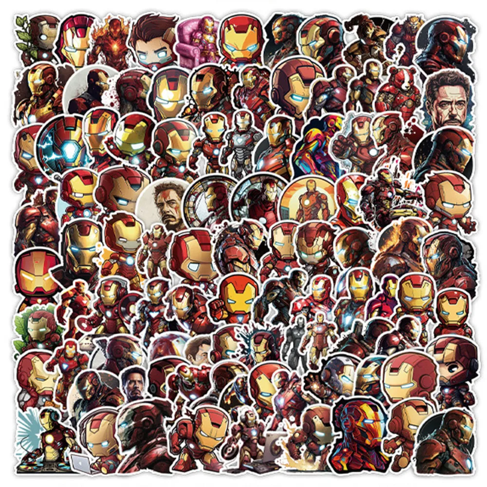 

10/30/50/100pcs Disney Avengers Iron Man Cartoon Stickers Cool Superhero Decals for Helmet Phone Case Laptop Waterproof Sticker