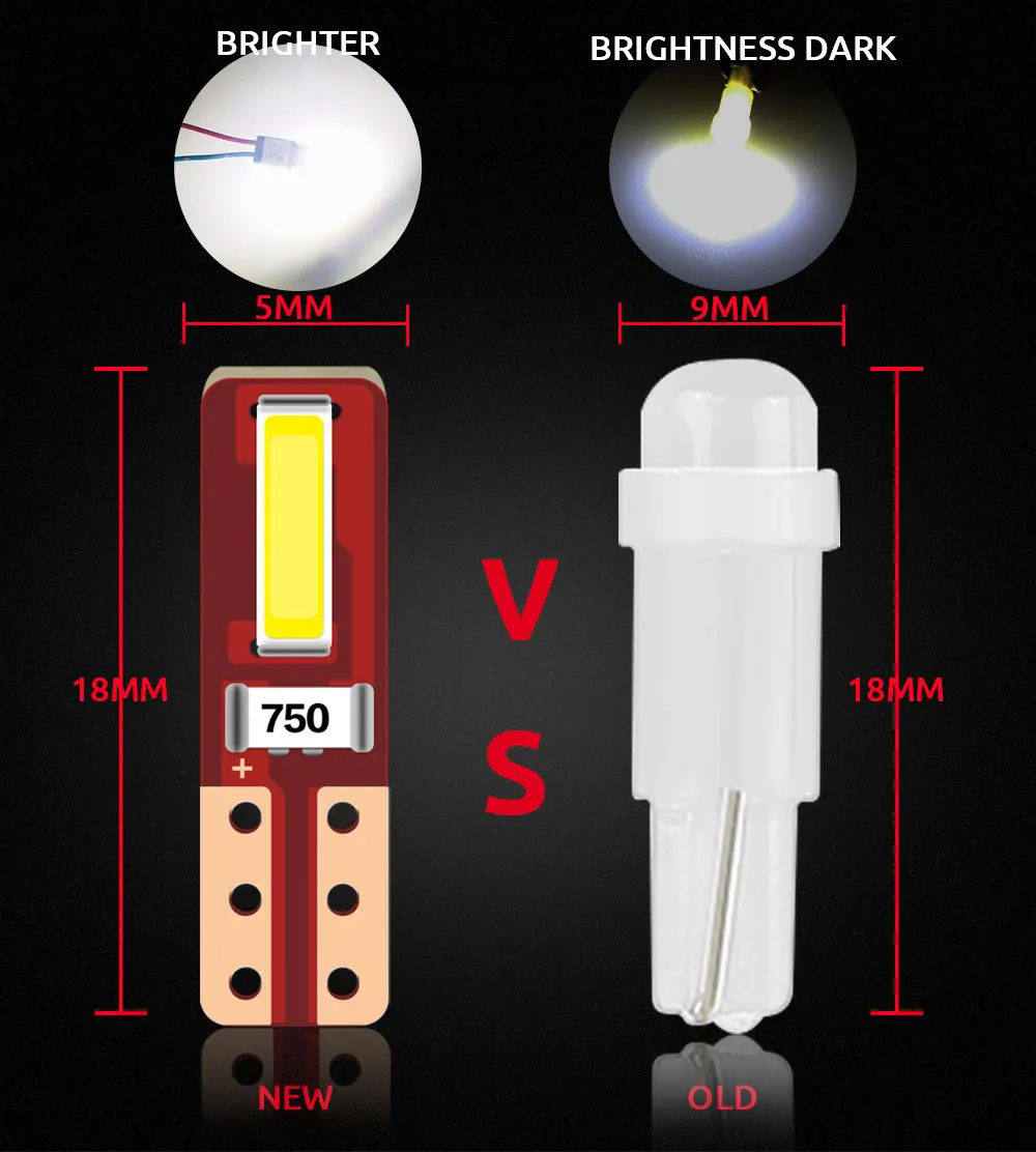 20/50/100pcs T5 W3W LED ���� �ڵ��� ���׸��� ���� Canbus ��� ���� ��� ǥ�ñ� ���� �ڵ� ����� ���� 2SMD CSP 12V