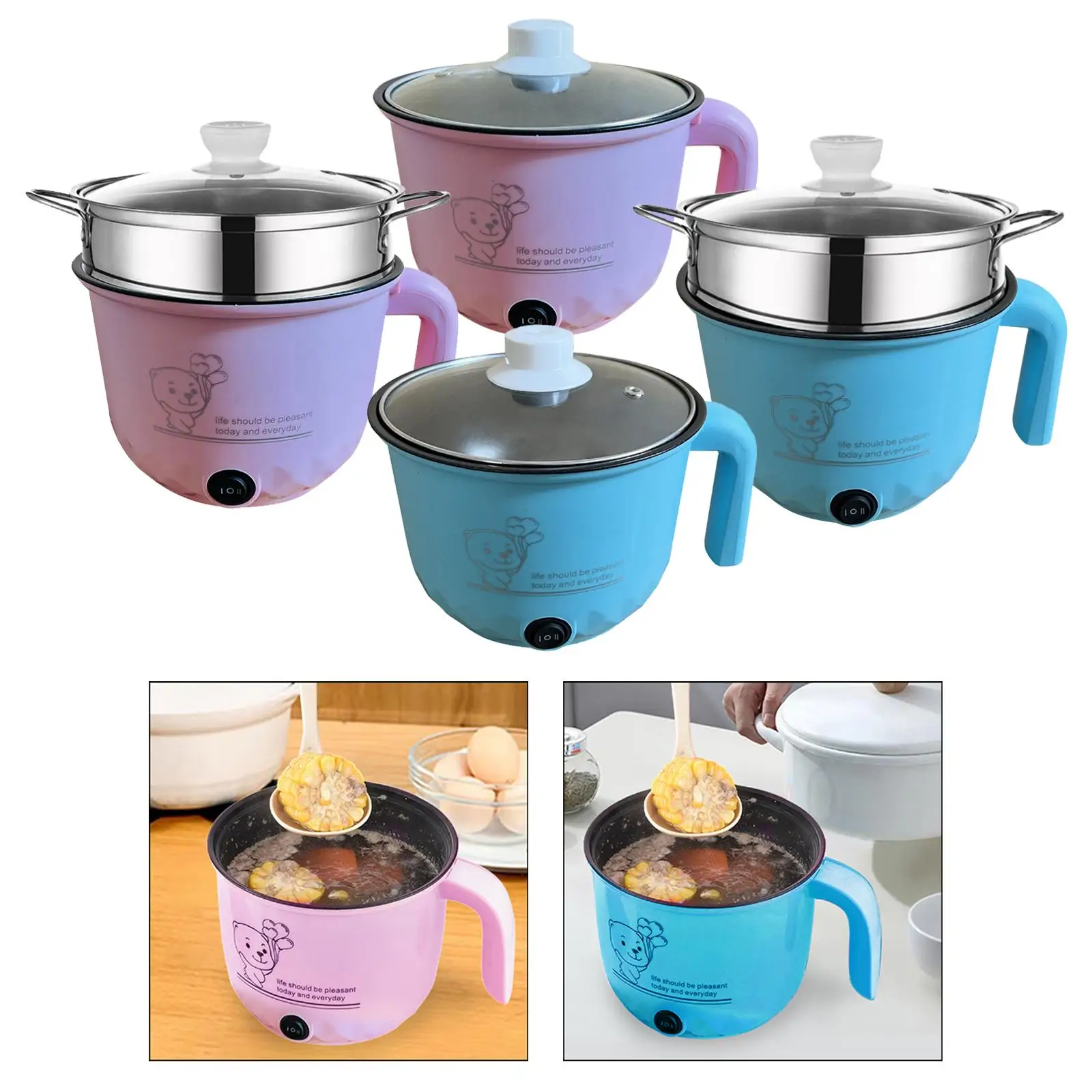 Electric Hot Pot Nonstick 1.8L Kitchen Cooking Appliances for Eggs Fry Ramen 4