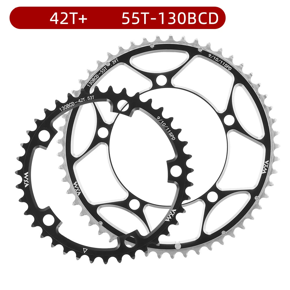 VXM PCD 130mm 5ボルト ダブル用 チェーンリング 55T/42T VXM 自転車ダブルチェーンリング 130BCD 39T 53T 42T 55T 46T 56T