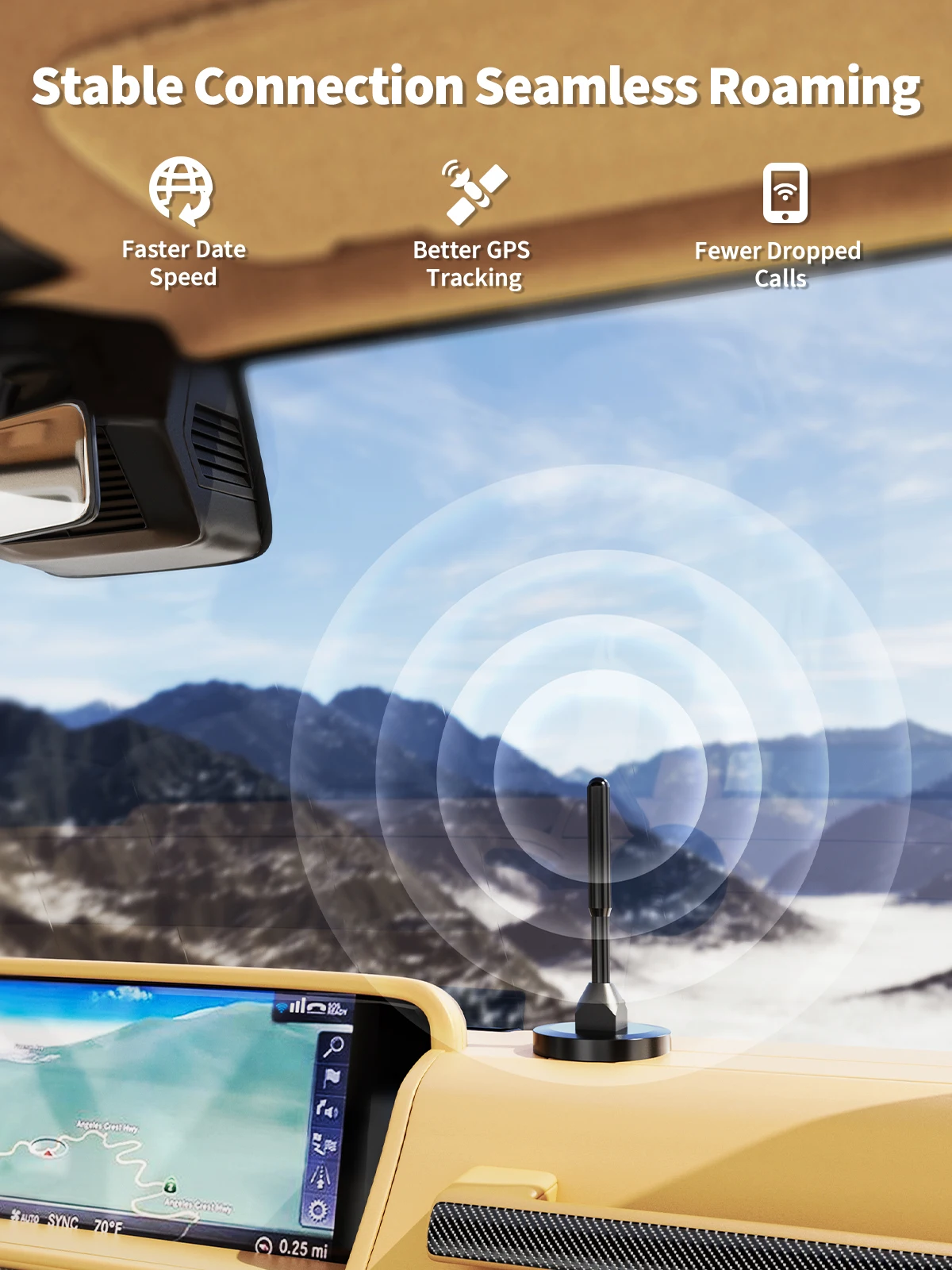 Phonetone Vehicle Cell Phone Booster-Boosts 5G/4G LTE Signal on Band 2/4/5/12/13/17, FCC Approved