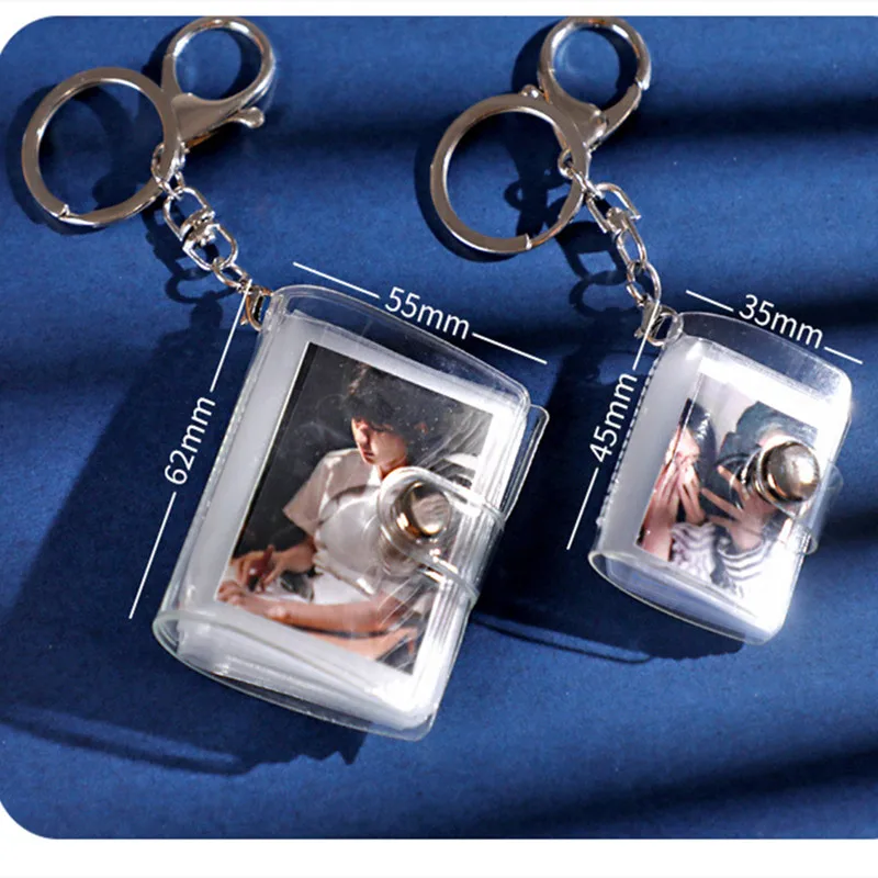 HGYCPP Mini Small Photo Album Keyring 16 Pockets 1 Inch ID Instant Pictures  Interstitial Storage Card Book Keychain 