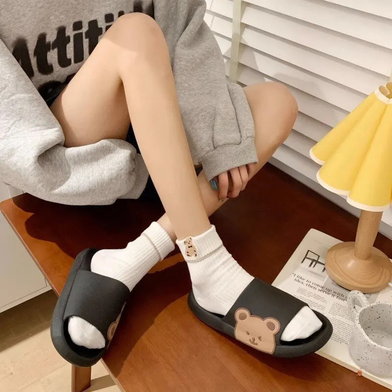 New Women's Sandals And Slippers, With Thick Soles And Cute Cartoon Quick Drying Slippers OnThe Outside, Indoor Soft Bathroom
