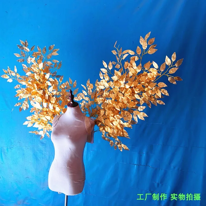 

Golden Leaf Angel Wings Model Catwalk Photo Photo Room Decorations Halloween Carnival Fancy Party