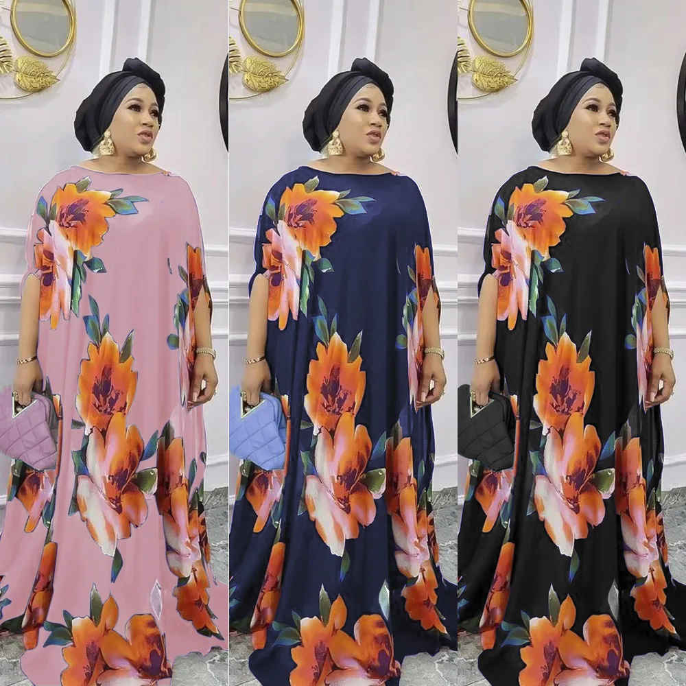 

Plus Size African Party Dresses for Women Dashiki Ankara Outfit Boubou Dubai Summer Chiffon Kaftan Maxi Dress Muslim Clothes