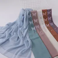 New Pearl Chiffon Bead Long Scarf Muslim Hijab Women Headscarf Shawl Wrap Veil Turban Headscarf Bandanas Bufanda Foulard Stoles