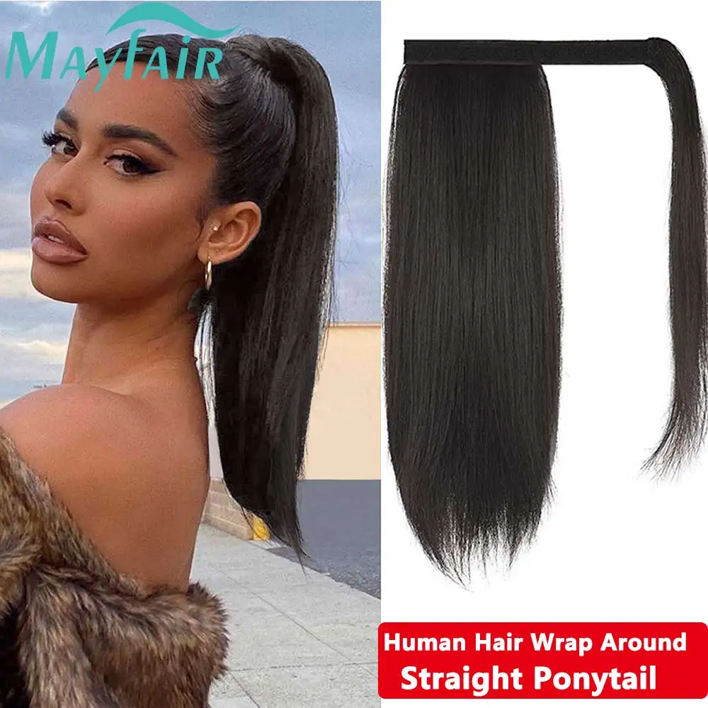 

28 30 Inches Straight Ponytail Human Hair Wrap Around Ponytail Extensions Remy Hair Curly Ponytails Clip in Hair Extensions