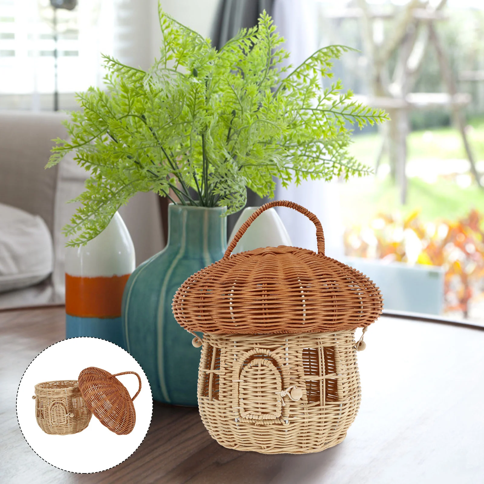 

Gift Baskets For Adults With Lids Shape Rattan Children's Portable Small Basket Flower Green Plants Fruit Shopping Basket