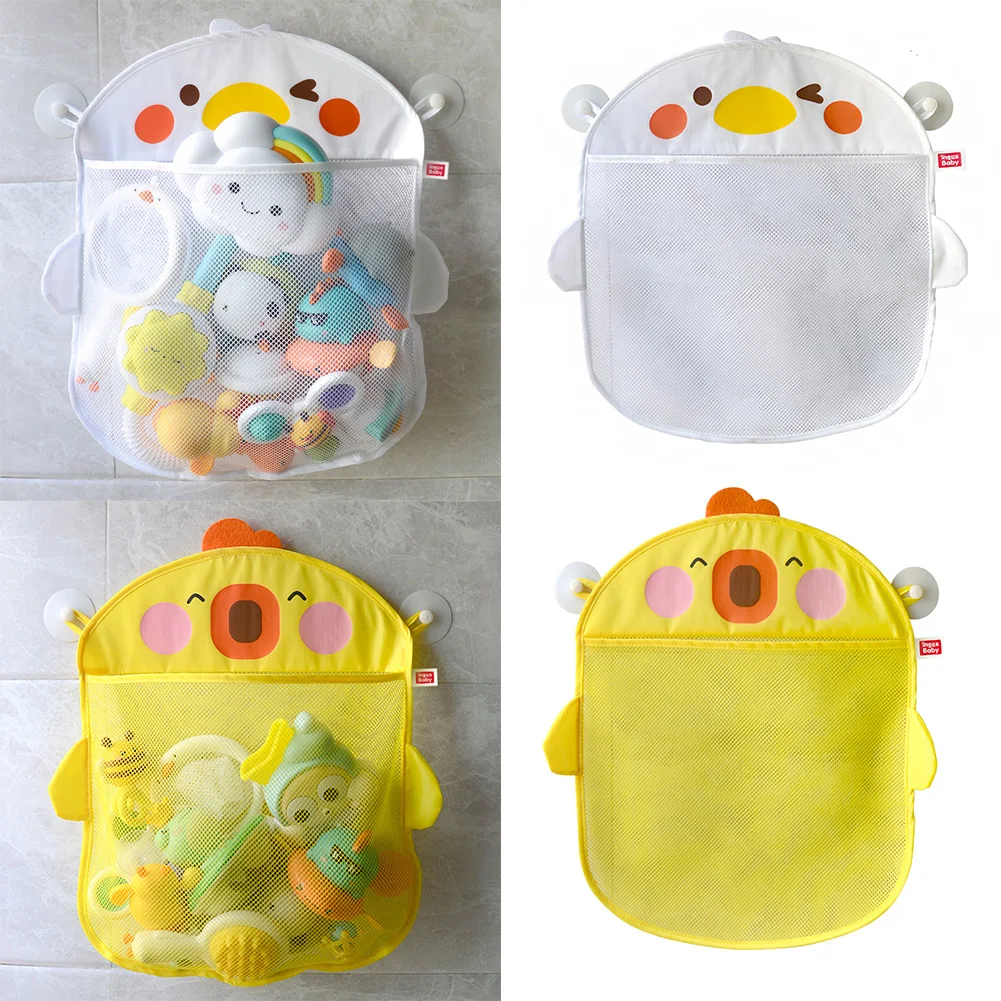 Baby Bath Toys Cute Duck Frog Mesh Net Toy Storage Bag Strong Suction Cups Bath Game Bag