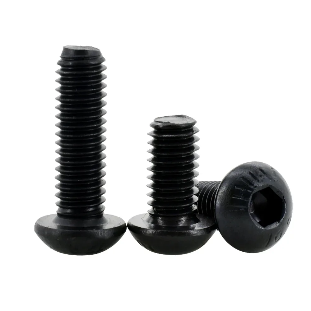 Screw bolt nut set ISO7380 Allen Hexagon Hex Socket Button Round Head Screw Nut Kit M2 M3 M4 M5 M6 Black Grade 10.9 Carbon Steel Bolt Nut Set