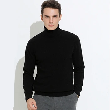 Dolcevita da uomo pullover maglione lavorato a maglia in misto cotone cashmere 2025 autunno inverno quotidiano basic caldo maglione con collo alto Pull Homme 1
