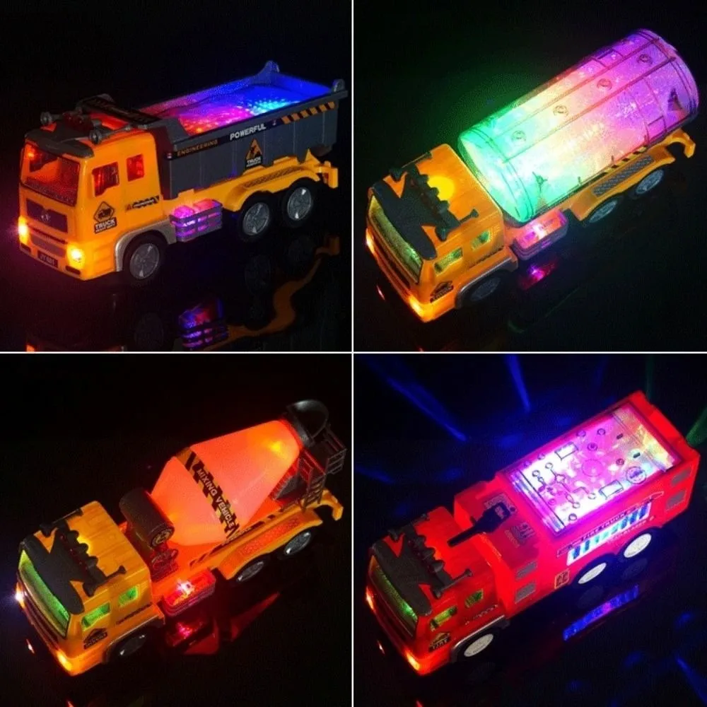 Flashing LED Fire Truck Toy Magnetic Sound Light Electric Engineering Truck Educational Mixer Truck Model Vehicles