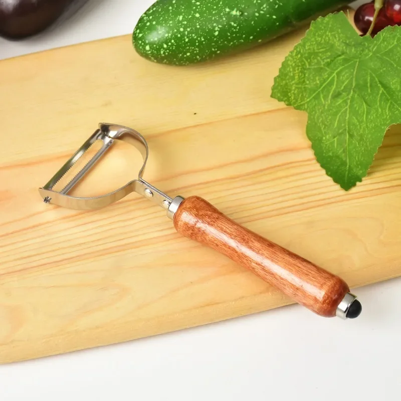 

Multi-functional Creative Wood Handle Planer Stainless Steel Fruit Peeler Apple Peeler Kitchenware