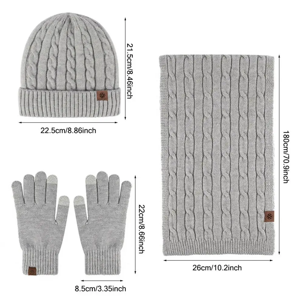 3 in 1 Beanie Hat Scarf Gloves Set Touchscreen Gloves Soft Winter Hat Cold Weather