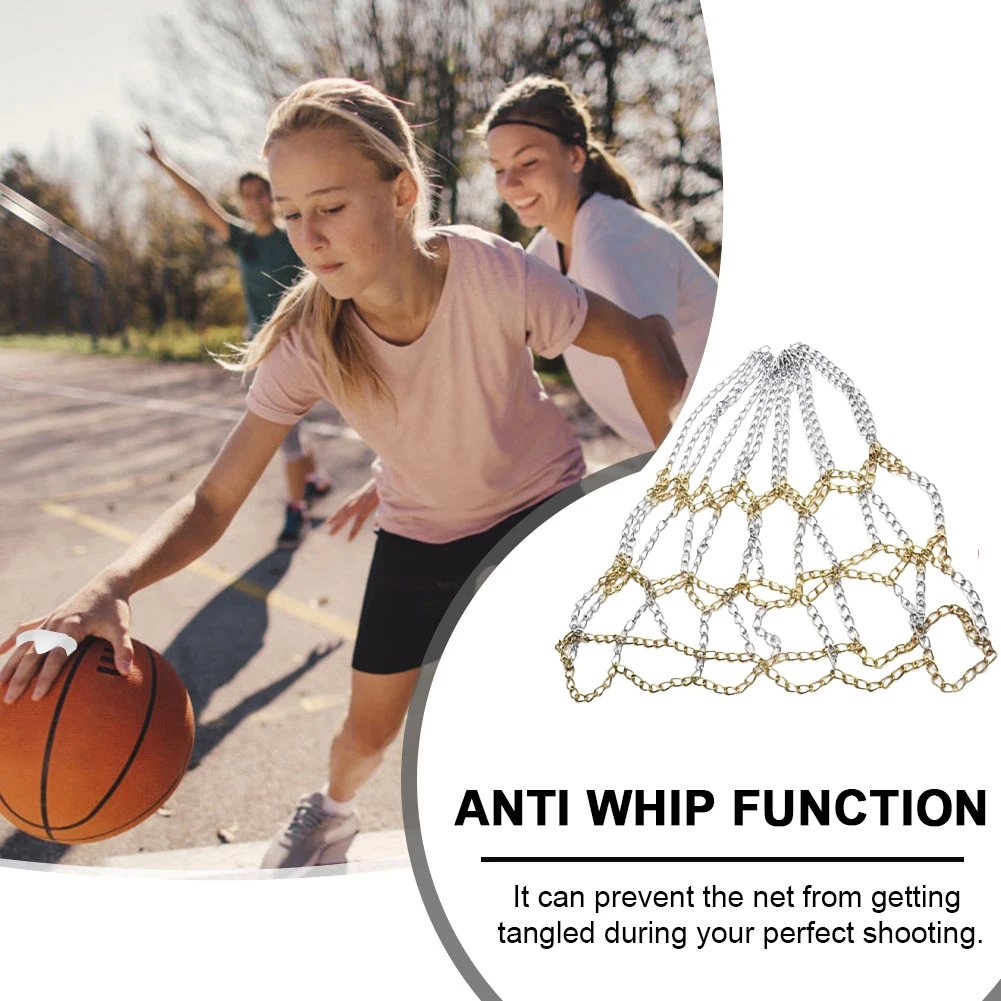 Durable Basketball Target Net Rustproof Galvanized Iron Chain Net Metal Chain Basketball Net for Basketball Hoop 4