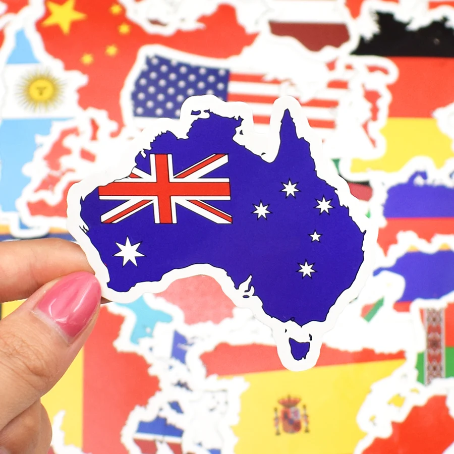 National Flags Travel Stickers Toys Countries Map PVC Stickers for Children DIY Suitcase Laptop Car Skateboard Sticker 50 PCS national flags stickers