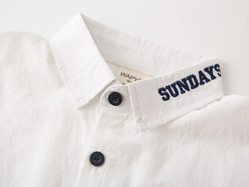 جديد 3-12 سنة ربيع الخريف الفتيان قميص بلون واحدة الصدر الوقوف طوق كم طويل قميص للأطفال الأطفال القطن قميص