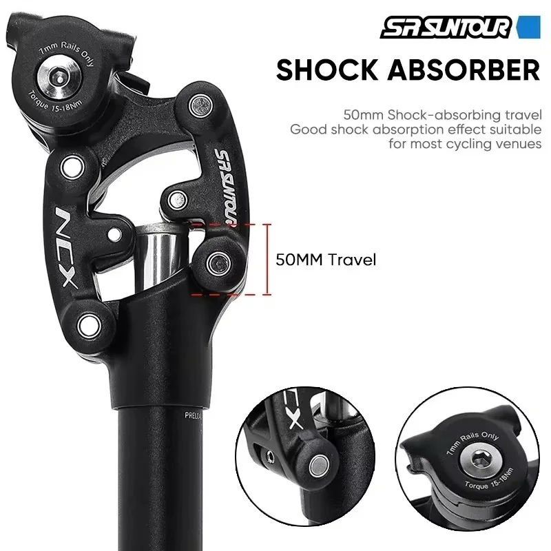 Bike seat post SR Suntour NCX Bicycle Damping Suspension 50mm Travel 27.2/28.6/30.0/30.4/30.9/31.6/33.9*350mm Seat Tube