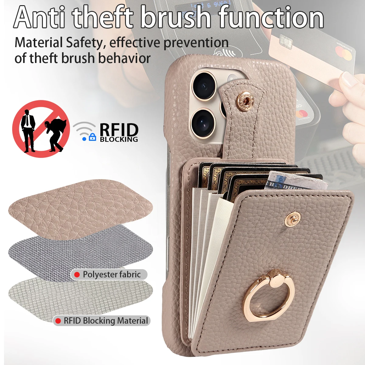 Fashionable Leather Multi-Card Wallet Stand Phone Case - Portable & Multifunctional Protective Cover