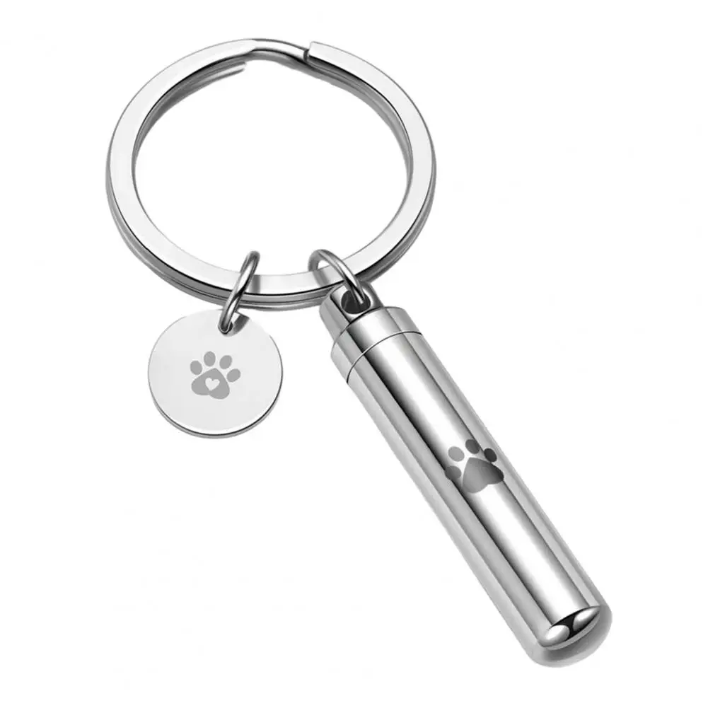 

Dog Paw Pendant Pet Dog Paw Cylinder Keychain Memorial Hair Keepsake Jewelry for Portable Bag Accessory Paw Print Keychain