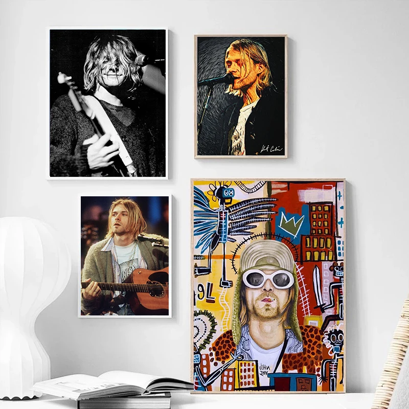 Kurt Cobain Singer Graffiti Poster Rock Band Room Bar Cafe Vintage Posters Canvas Painting Wall Art Pictures Print Decoration view 2