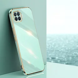 Elegant Silicone Plating Luxury Phone Case with Square Design for OPPO Reno 4 lite (6D sky blue)