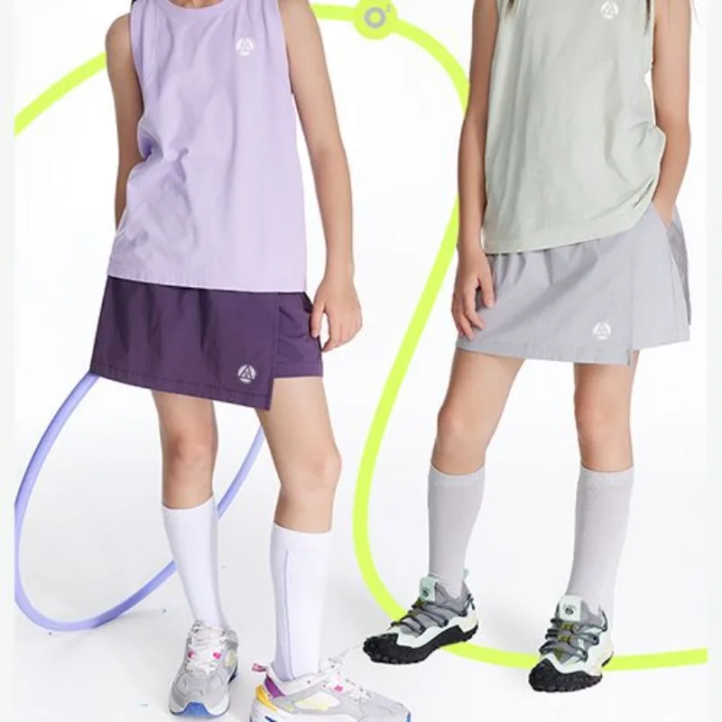 

Эластичная Спортивная юбка для девочек-подростков, новинка 2024, летняя повседневная тонкая юбка-брюки с имитацией двух предметов для большой девушки-подростка