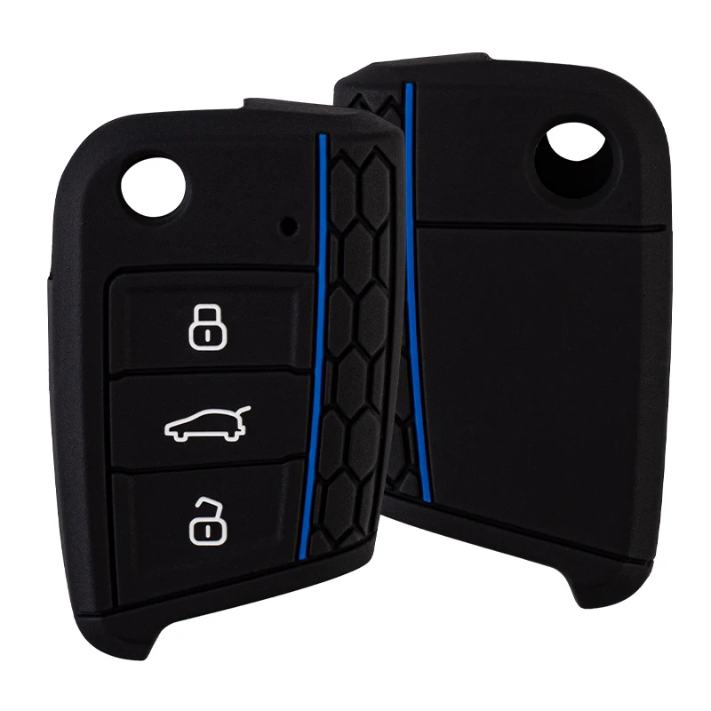 Key Case Cover Car Key Case Silicone Cover for VW Golf 7 MK7 3 Buttons Flip Folding Remote Key Fob for Seat Skoda Car Accessories