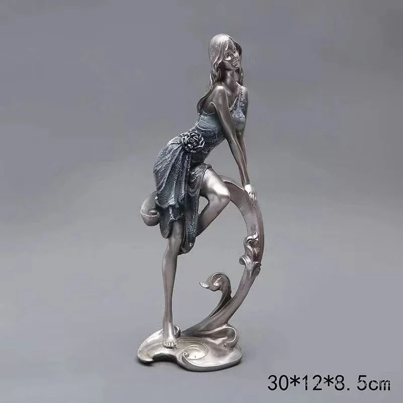 Light Luxury Beauty Character Sculpture Decor Creative Resin Crafts Home Entrance Living Room Office Wine Cabinet Decoration 1Pc
