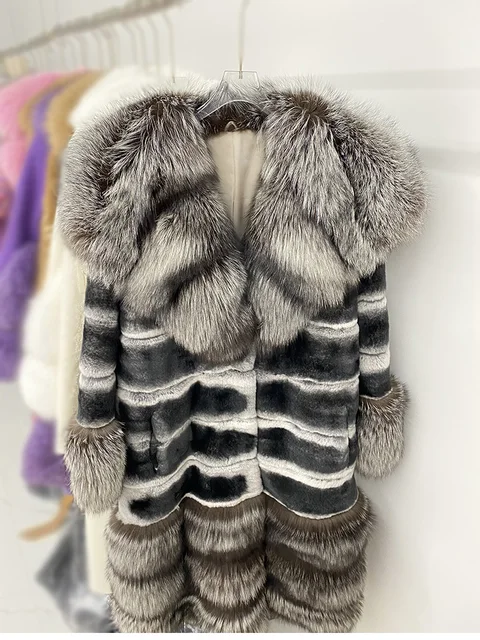 Luxury Oversized Crystal Fox Fur Collar Whole Fur Rex Rabbit Fur Coat  Rabbit Fur Loose Coat Autumn And Winter New Style Customiz - AliExpress