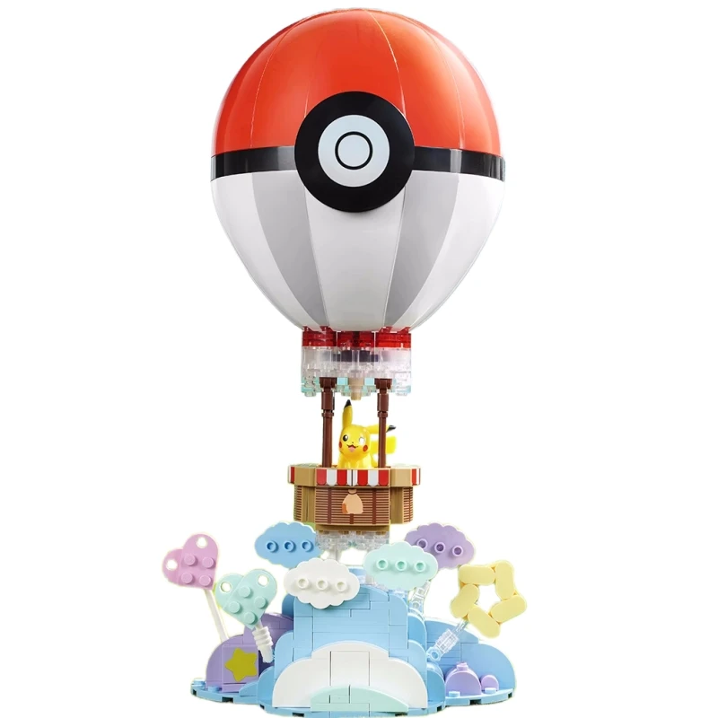 Pokemon Pok É Ball Plus Hot Air Balloon Building Blocks Pikachu Model Kawai Pikachu Splicing Model Ornaments Collection Gift