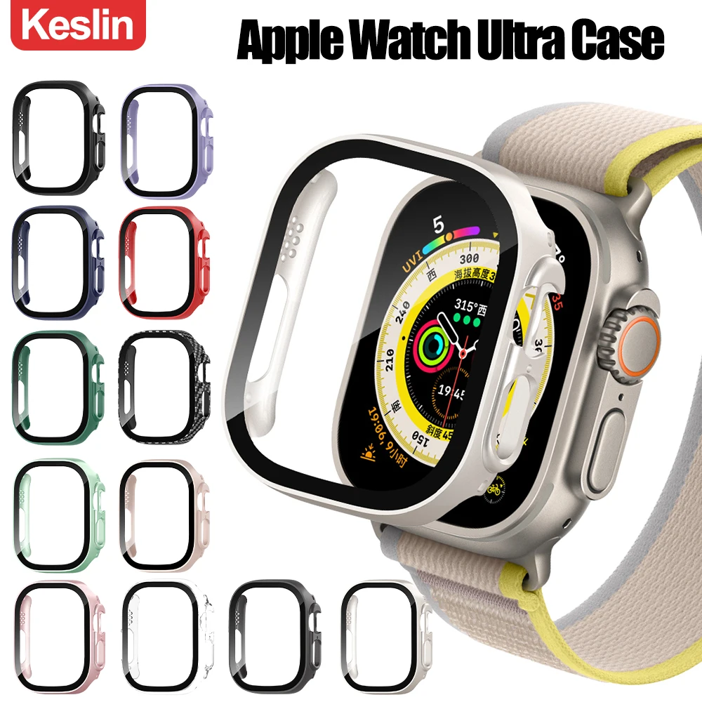 

Glass+Case for Apple Watch Ultra 49mm Waterproof Iwatch Ultra PC Bumper+Screen Protector Hard Ultra 49mm Full Protective Cover