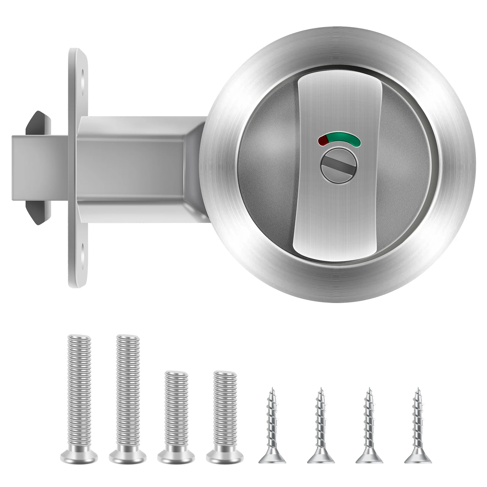 RoundPocketDoorLockSetThickenedZincAlloySlidingPocketDoorLockHardwareKitBrushed