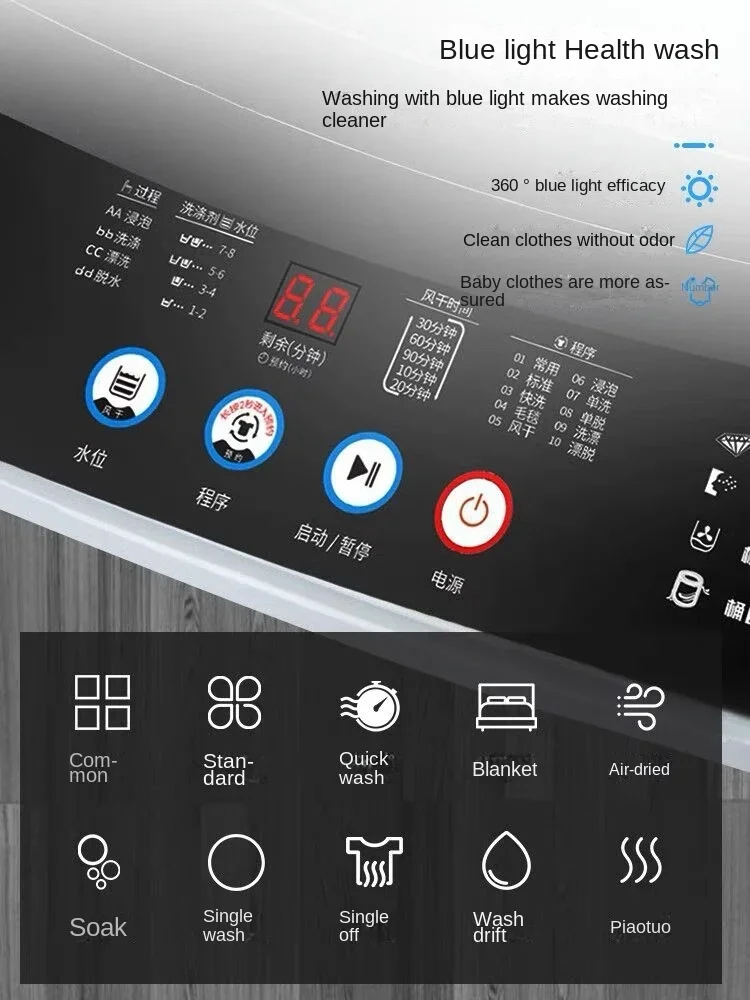 Xia Xin Fully Automatic Washing Machine 8/10/12kg Energy saving Small Household Dormitory Rental Large Capacity Washing and 2