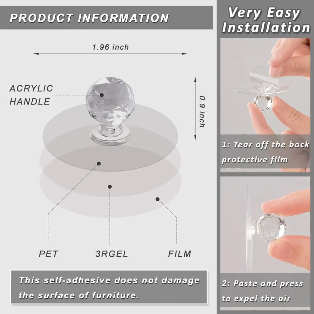 Self-Adhesive Stick-On Handles for Doors, Cabinets, and Drawers
