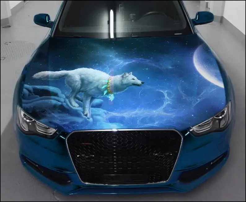 

Wolf Car Hood Wrap Full Color Vinyl Decal Predator Sticker