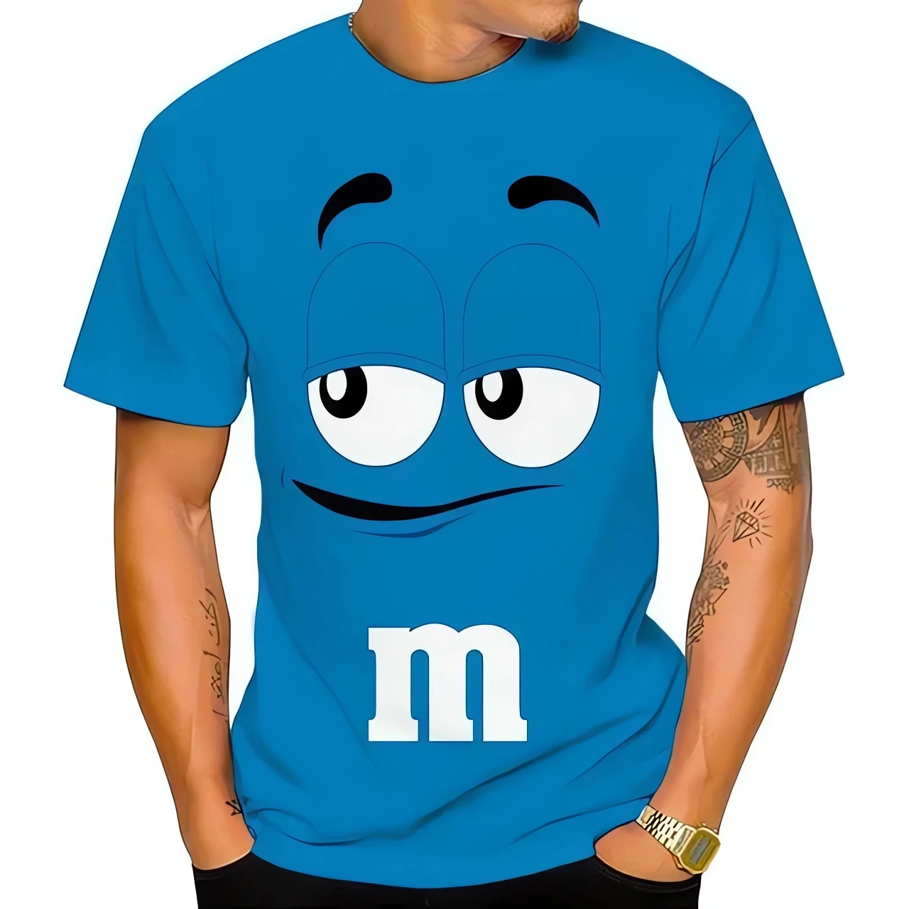 3d printed t shirts Summer innovative M&M chocolate bean children's 3D printed men's T-shirt 100-6XL