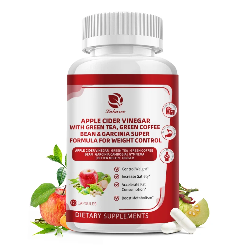 Lukaree Apple Cider Vinegar Capsule Support Weight Loss and Digestive Health Burn Fat Relieve Bloating Detox Balance Cholesterol