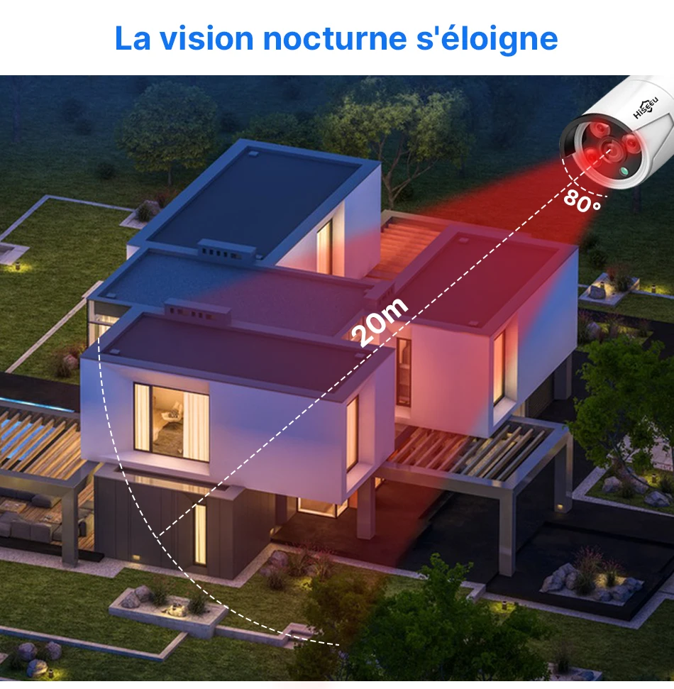 Hiseeu 5MP CCTV 10CH 4K NVR POE ONVIF Kit Caméra IP Camera Voiture Vigilância De Recul Security Protection Appareille Photo De Video Surveillance Maison pour La Maison Extérieure Camara Exterior
