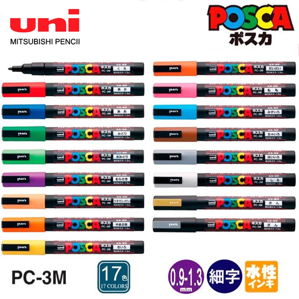 1 Uni Ball Posca Pc-3M Pennarello Pop Poster Pen/Graffiti Pubblicità 0.9-1.3Mm Multi-Colore Opzionale Forniture Artistiche Cancelleria