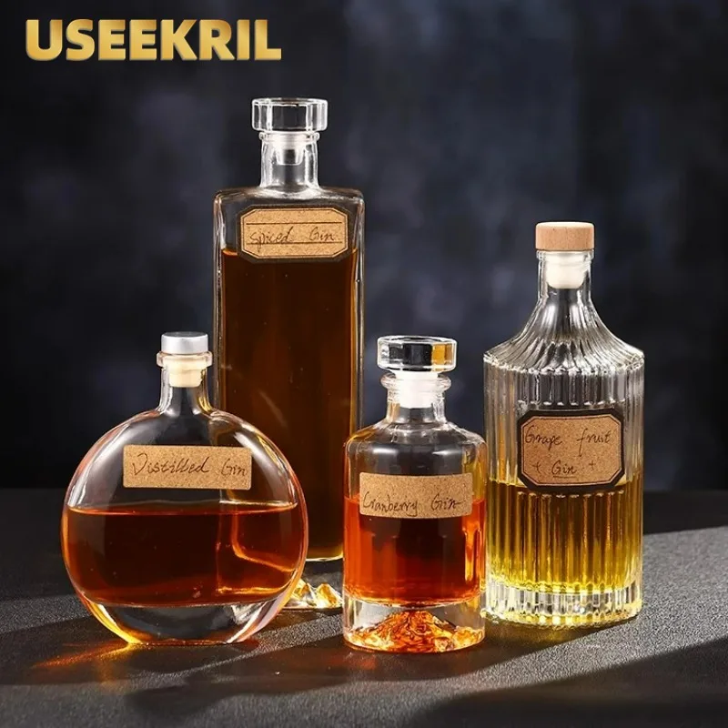 

Ретро-бутылки для виски, бутылки для холодного варения, бутылки для иностранного вина, фруктов, вина, герметичные стеклянные бутылки для хранения, винная бутылка, стеклянные бутылки с тиснением