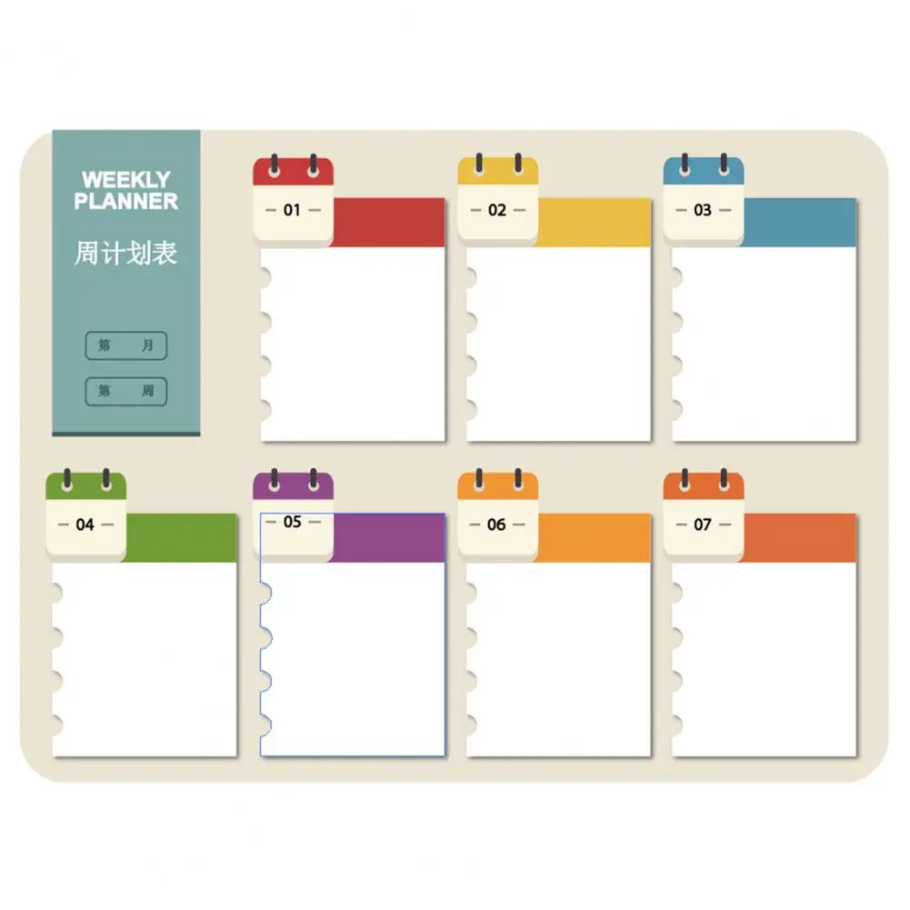 Magnetic Planner Sheet Smooth Writing PET Bright Color DIY Magnetic Time Management Pad Home Decor