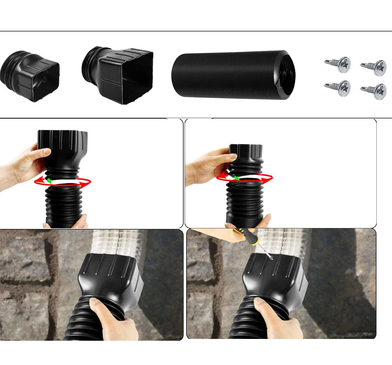 Rain Gutter Downspout Extensions Flexible Drain Downspout Extender Connector Rainwater Drainage System Accessory Adjustable Rain Gutter Downspout Extender Drain Pipe