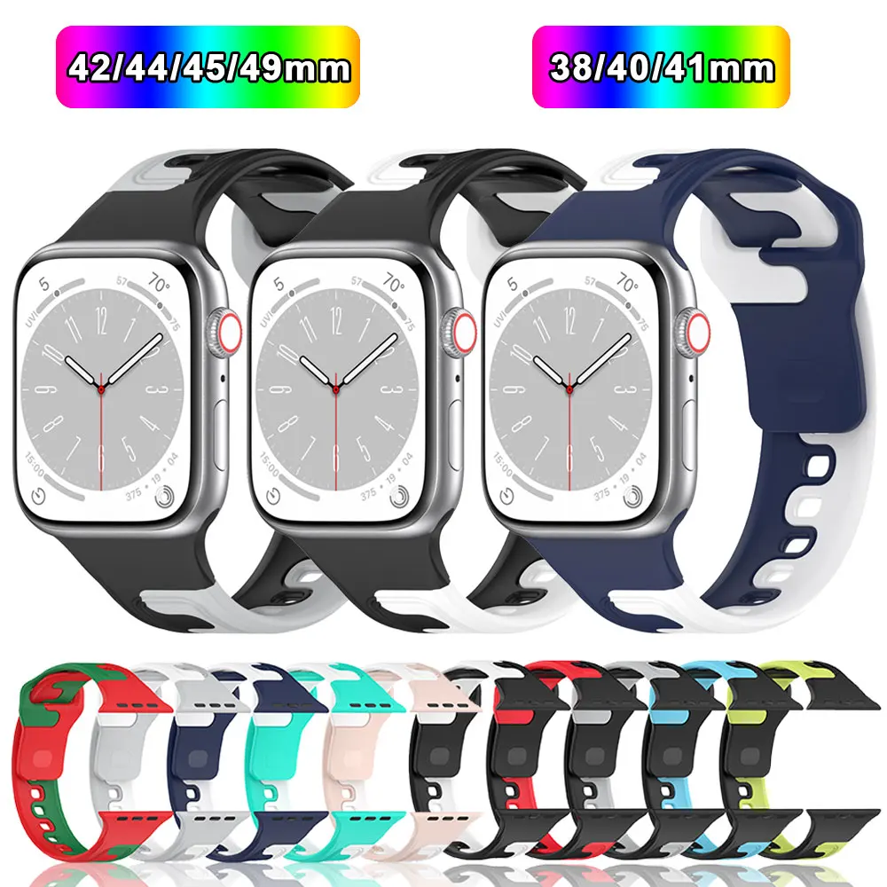 

Ремешок из мягкого силикона для Apple Watch Band Ultra, спортивный браслет для iwatch Serise 8 7 6 5, 49 мм 44 мм 45 мм 42 мм 41 мм 42 мм 38 мм